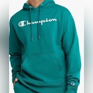 Champion men’s  size small teal logo hoodie sweatshirt